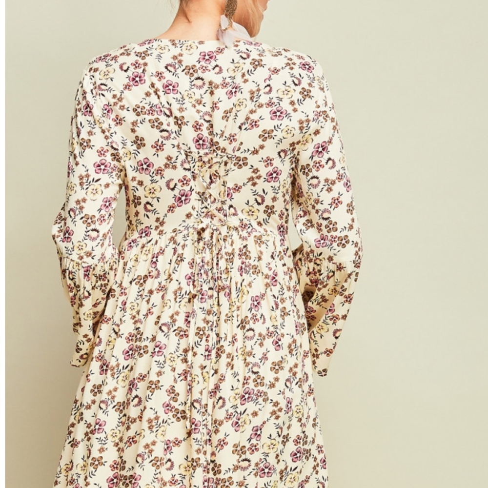 Laura Floral Print Babydoll Corset Style Lace - Picture 5 of 7